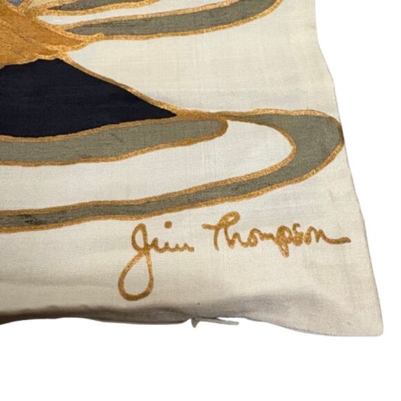 Jim Thompson Signed Thai Silk Pillow Case Duck Motif Decor - Picture 2 of 4